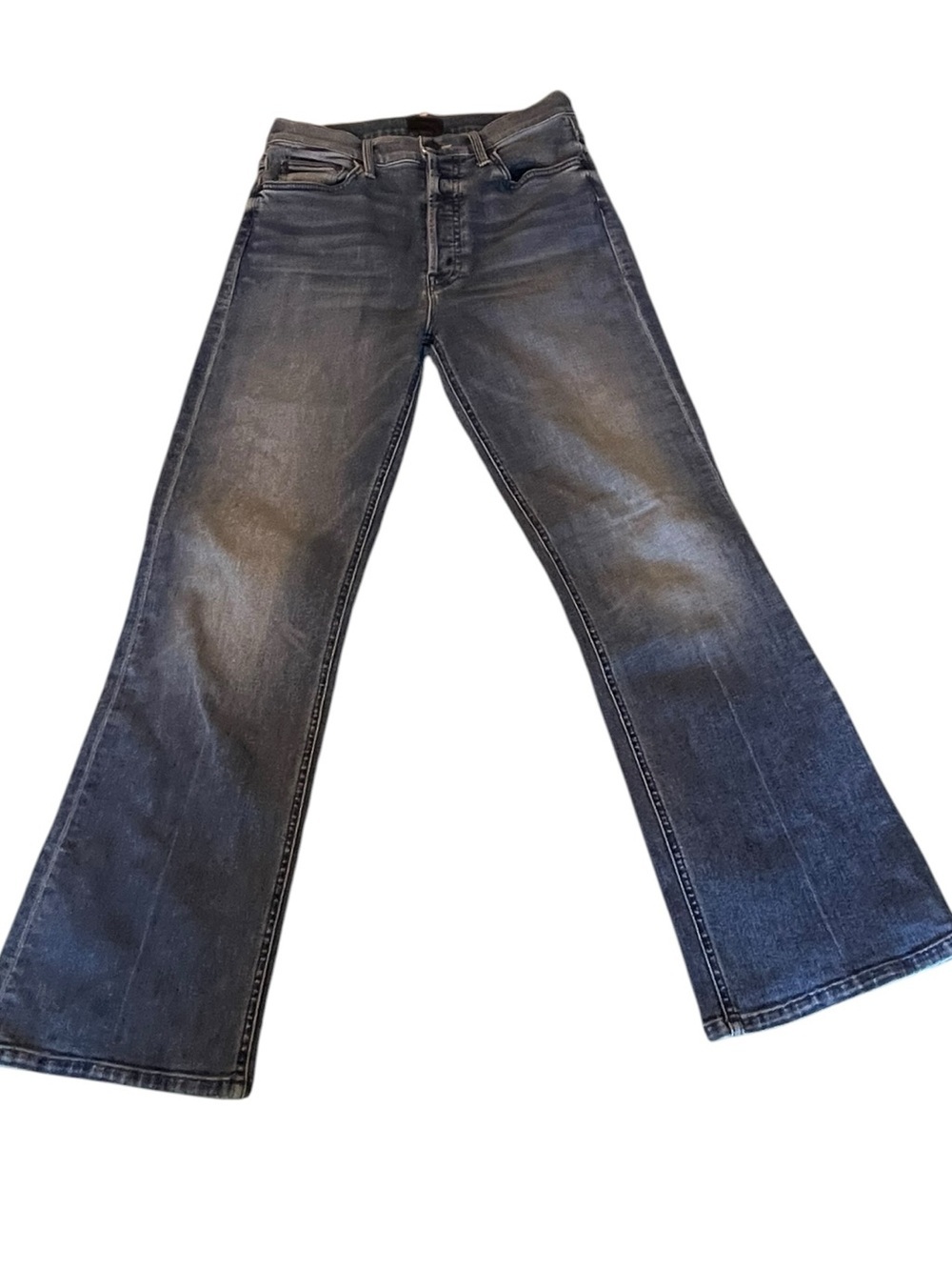 MOTHER The Tripper Ankle Jeans 27 High Rise Button Fly Crop Blue Denim